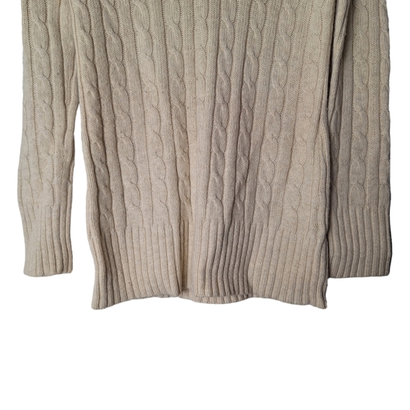 Between Me & You Cream Lambswool Rabbit Hair‎ Blend Cable Knit Sweater Sz Large - Picture 3 of 9